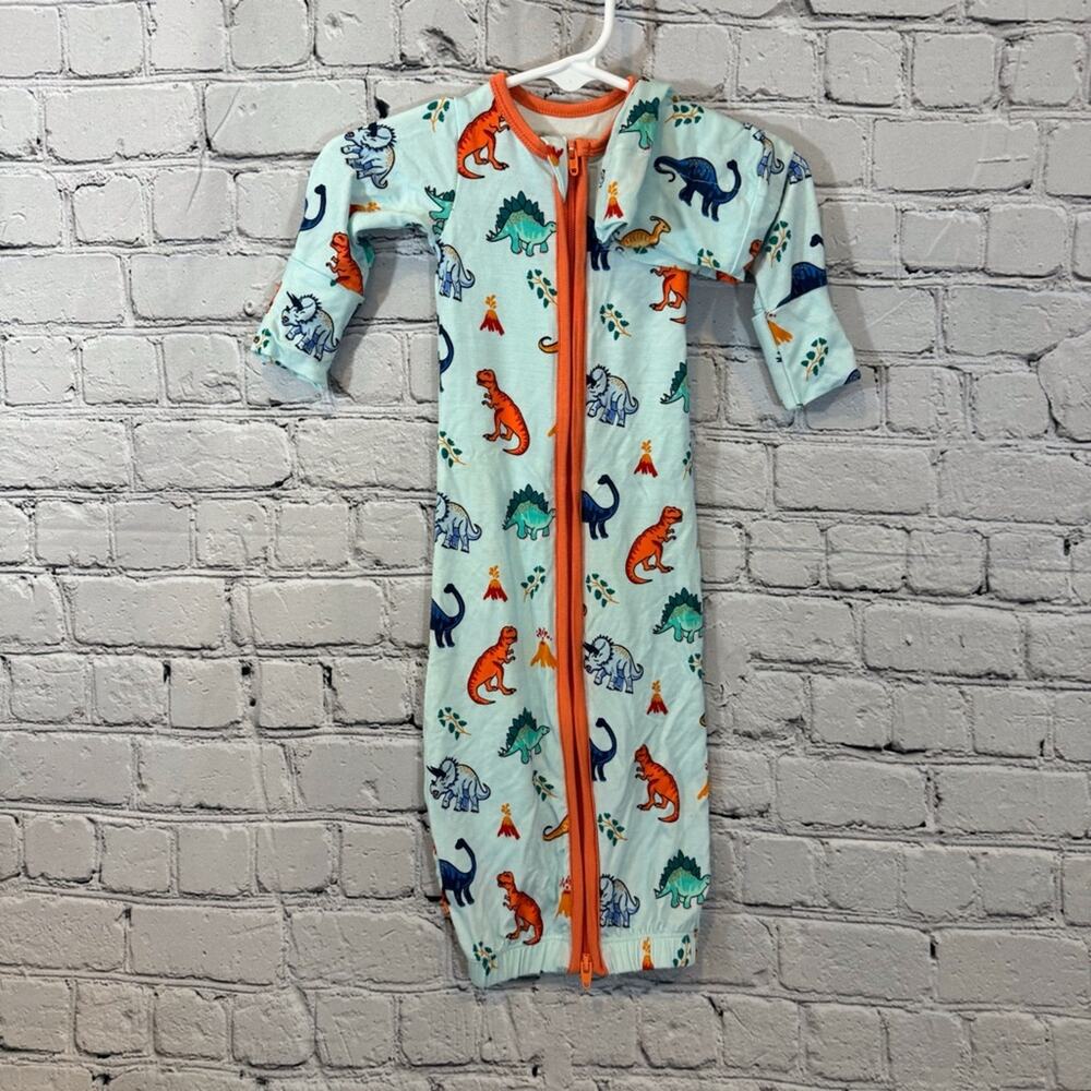 Free Birdees Dinosasur Pattern Zip Newborn Gown and Hat